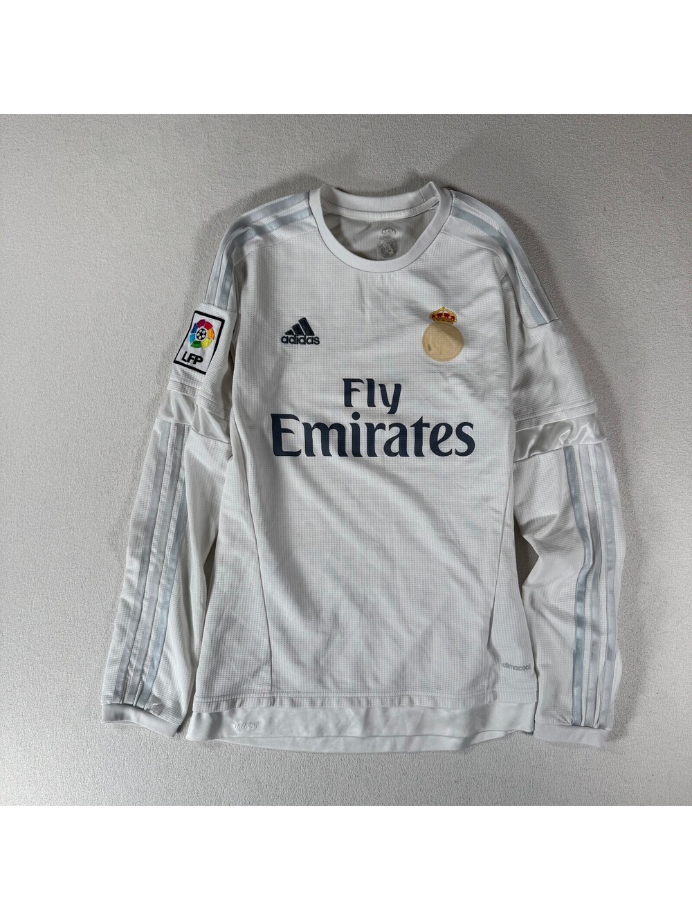 Adidas 2015/16 Real Madrid Home Long Sleeve Soccer Jersey White Small Authentic